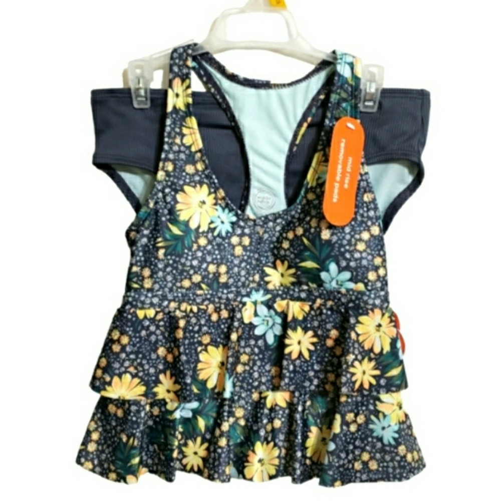 Wonder Nation 2-Pc Tankini Swimsuit with Removable Pads Girl's Size 10-12 NWT
